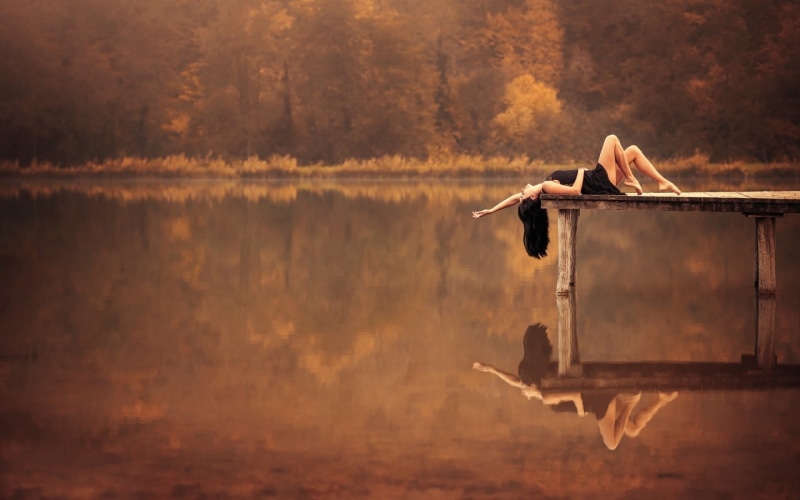 wooden, beauty, trees, recreational Pursuit, lying on back, real people, golden, near, beauty In Nature, reflection, sitting, beautiful, relaxation, long hair