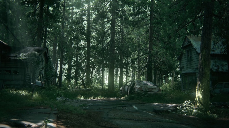 outdoors, beauty in nature, Ellie, architecture, trunk, The Last of Us 2, woodland, growth, built structure, no people, forest, green color, building exterior