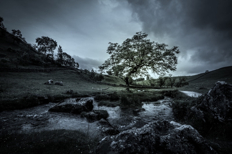 rock - object, mountain, sky, malham, depressed, beautiful, dark, lightroom, stream, woodland, loneliness, emotion, silhouette, threatening, outdoors, emotional