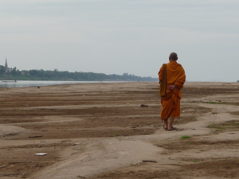 sky, people, nature, traditional clothing, beside, buddhist, one person, walking, standing, clothing, religion, buddhism, leisure activity, lifestyles