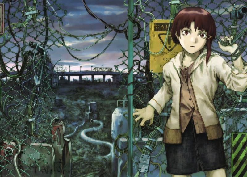 standing, leisure activity, creativity, one person, Serial Experiments Lain, Lain Iwakura, outdoors, portrait, looking at camera, anime girls, 2K, graffiti