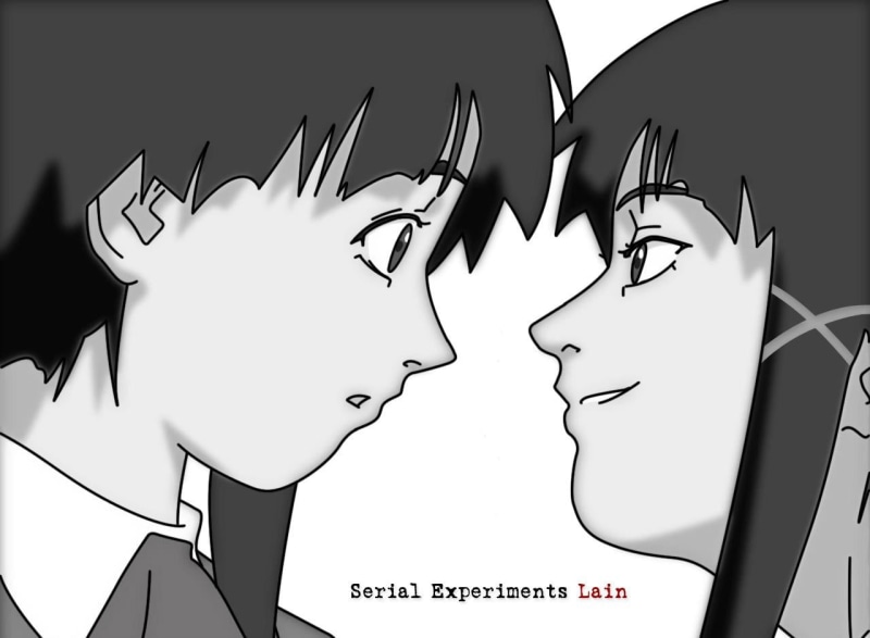 720P, Lain Iwakura, leisure activity, script, sign, western script, male likeness, Serial Experiments Lain, human representation, non-western script, text