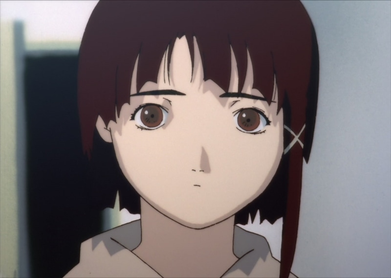 headshot, face, anthropomorphic face, Serial Experiments Lain, male likeness, indoors, front view, human representation, looking at camera, human body part