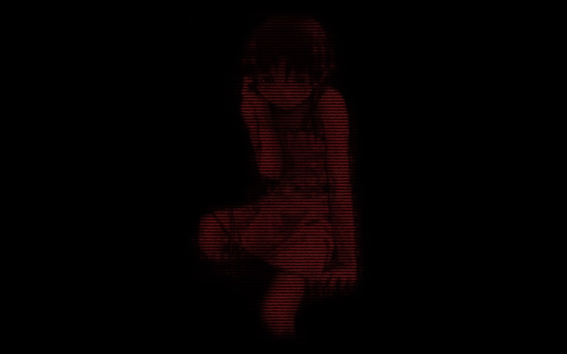 copy space, Serial Experiments Lain, illuminated, Lain Iwakura, no people, emotion, pattern, still life, anime girls, indoors, studio shot, black background