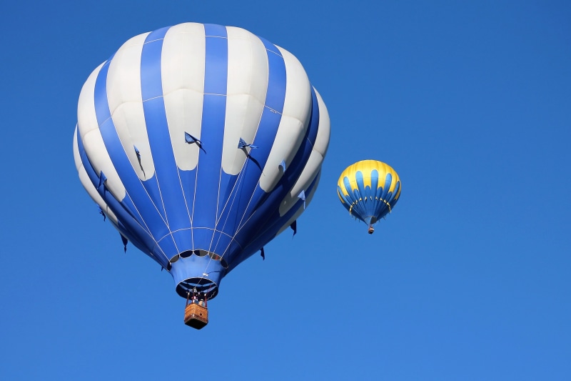 blue, hot Air Balloon, basket, balloon fiesta, blue sky, aerial, 4K, multi colored, hot, albuquerque, pilot, ballooning, air, sky, freedom, ride, pleasure
