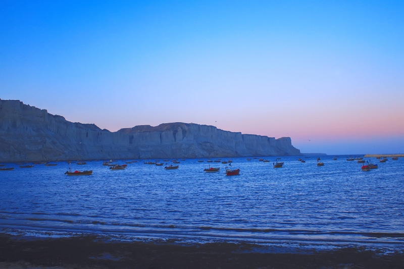 beach, morning, tranquility, nature, gwadar sea port, outdoors, transportation, dusk, scenics - nature, beauty, 1080P, sunset, clear sky, mode of transportation