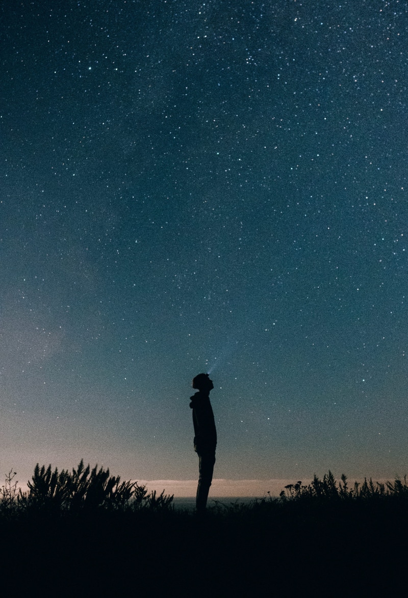 astronomy, journey, night time, lifestyles, real people, explore, nature, arms raised, starry night, space, 2K, beauty in nature, wanderlust, leisure activity