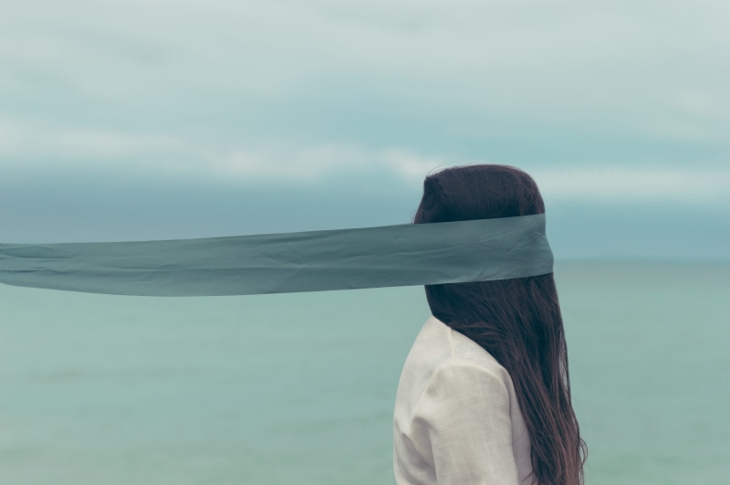 obscured face, waist up, women, woman, body, human hair, grey, gray, focus on foreground, cloud - sky, vacations, girl, close, color Image, woman in white