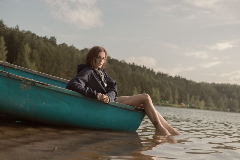 green, model, relaxation, dress, non-urban scene, summer, oar, photoshoot, recreational Pursuit, natural Phenomenon, color Image, lake, paddling, woman in black