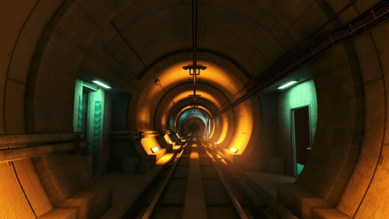 1080P, tunnel, indoors, railway, no people, subway station, illuminated, built structure, building, screen shot, night, orange, diminishing perspective