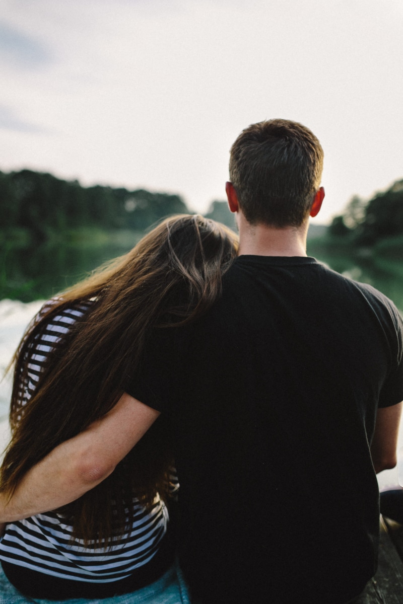 hug, real people, one man only, love, sky, two People, focus on foreground, couple, summer, couple - relationship, hugging, casual Clothing, nature, Young