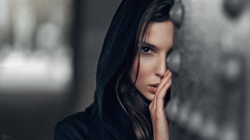 looking, face, rain, hoods, brunette, portrait, hairstyle, young adult, serious, sadness, depression - sadness, close-up, beauty, solitude, body part, hood - clothing