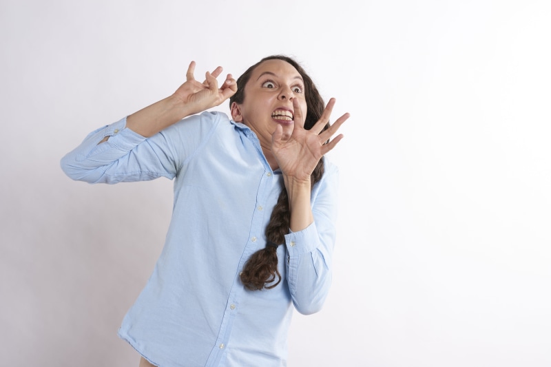 studio shot, bad, human limb, positive emotion, near, frightened, human arm, smiling, emotion, sad, young, tired, white background, excitement, women, depressed