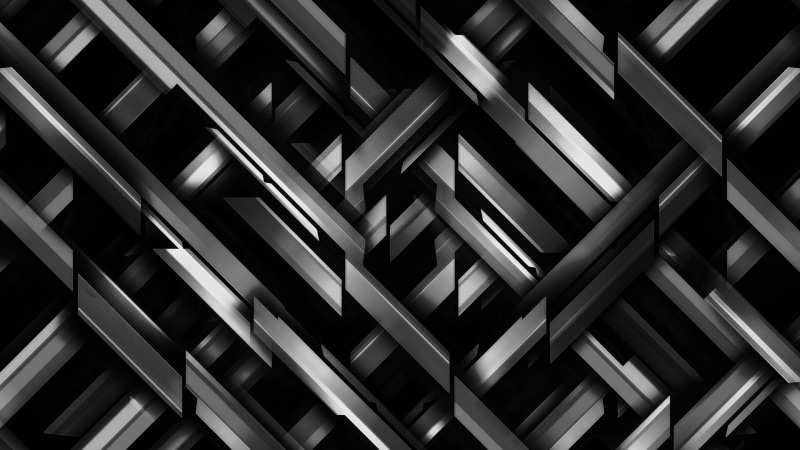 monochrome, full frame, pattern, lines, built structure, dark, geometric shape, display, ceiling, 1080P, cabinet, architecture, glass, metal, repetition