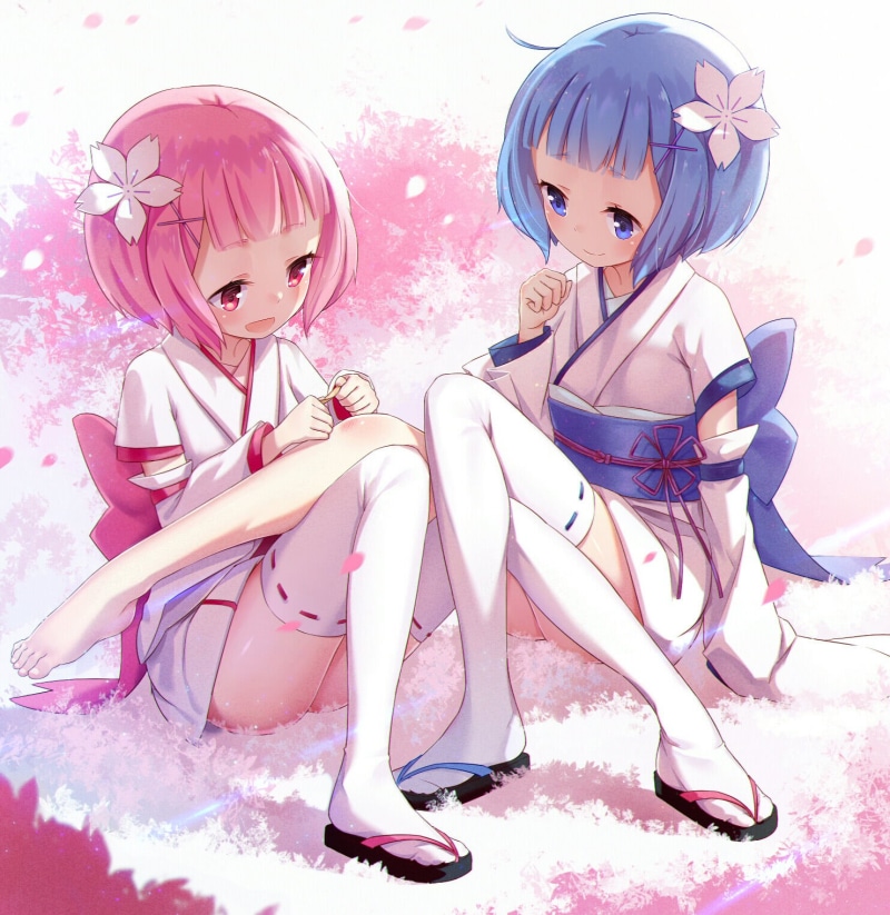full length, Ram (Re:Zero), simple background, Re Zero, innocence, loli, offspring, indoors, childhood, beauty, child, 720P, fan art, women, happiness
