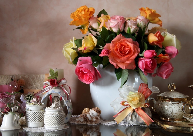backgrounds, rose - Flower, wedding, ornate, romance, love, centerpiece, decor, bunch of flowers, flowers, white, still life, no people, red, arrangement
