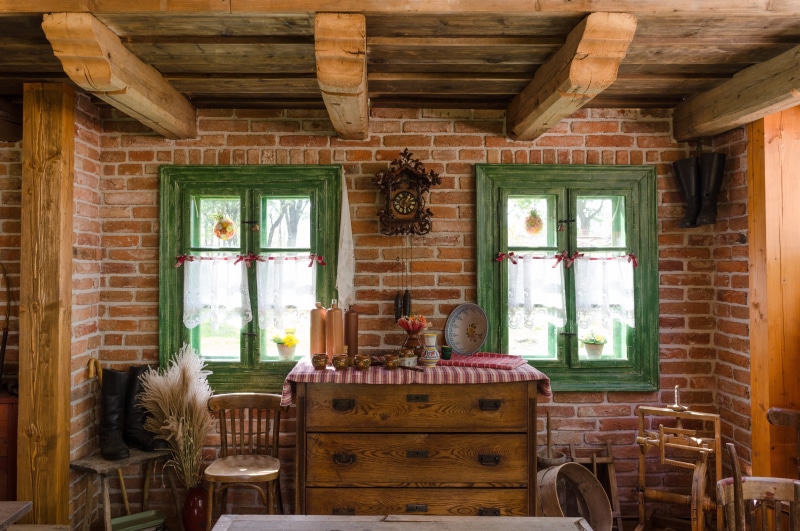 country, indoors, built structure, seat, chest, day, absence, wood - Material, brick, drawer, log cabin, furniture, window, room, home, chair, domestic Room