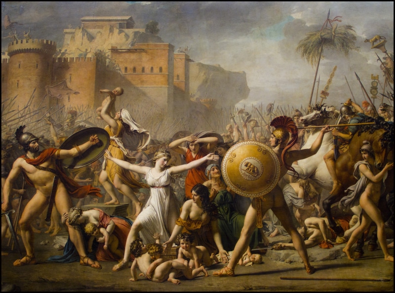 building exterior, human representation, sculpture, built structure, les sabines tableau romania war jacques louis david the intervention of the sabine women painting