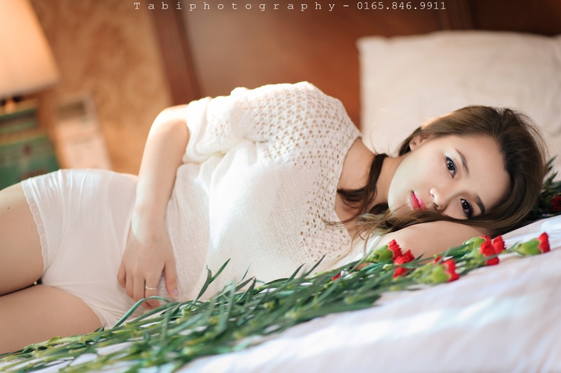 4K, portrait, Asian, bed, women