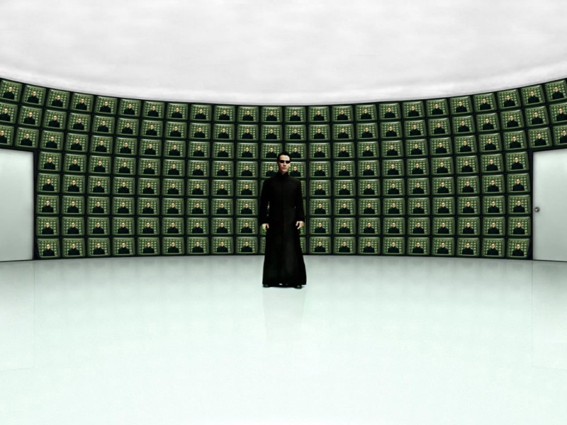 indoors, pattern, young adult, movies, suit, Keanu Reeves, adult, robe, full length, men, business, standing, business person, copy space, The Matrix, spotlight