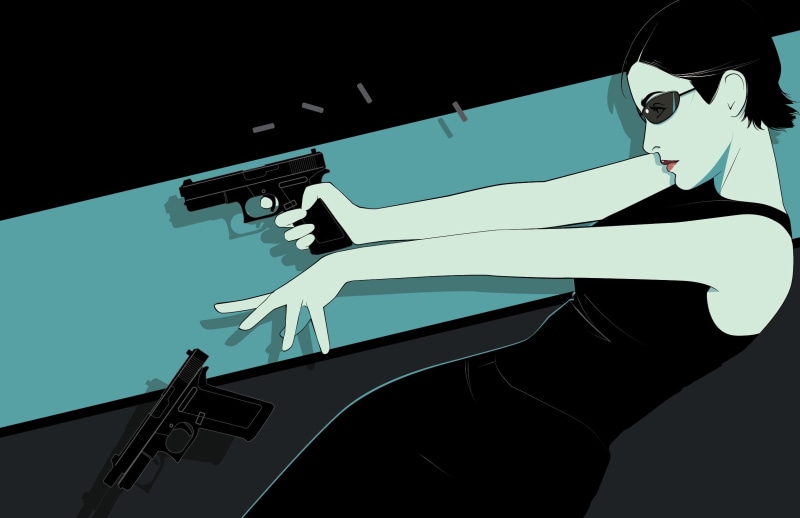 Art, Girl, Craig Drake, The film, Carrie-Anne Moss, by Craig Drake, Trinity, Guns, Minimalism, 1080P, The Matrix, Background, Matrix