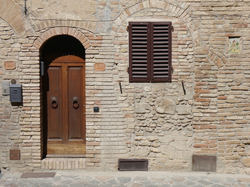 house, safety, building, outdoors, outdoor, residential, stone wall, no people, closed, window, doorknob, brick wall, Doorway, Home, Entrance, Italy, built Structure
