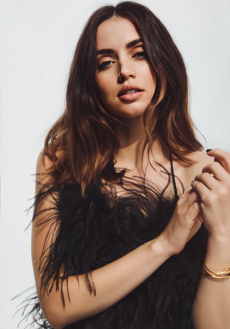 simple background, long hair, 720P, Ana de Armas, portrait, white
