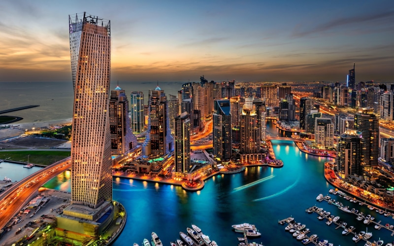 2K, night, uae, buildings, dubai, skyscrapers, hd