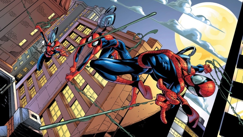 architecture, art and craft, multi colored, 1080P, spider, Spider-Man, choice, comics, digital, day, built structure, verse, male likeness