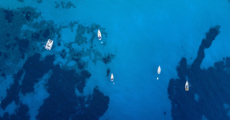 boat, blue, aquatic sport, adventure, outdoors, beauty in nature, marine, white, nautical vessel, travel, water, sail, ibiza, land, photo, animal wildlife