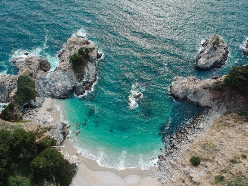 daytime, beauty In Nature, mediterranean Sea, ocean, nature, waterfall, coast, sea, tourism, looking down, europe, sunlight, 4K, sunny, landscape, wave