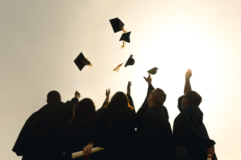 graduation gown, celebration, men, human arm, group of people, hats ...