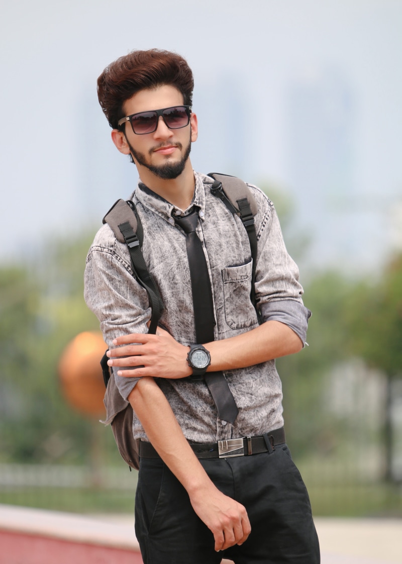 portrait, sunglasses, glasses, standing, jacket, clothing, day, stylish, look, hair style, attractive, pose, casual clothing, adult, lifestyles, style
