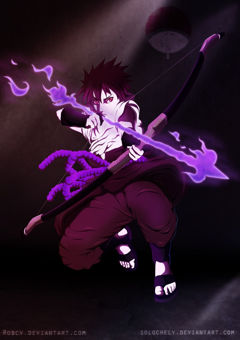 studio shot, arts culture and entertainment, illuminated, Uchiha Sasuke, clothing, Naruto Shippuuden, hair, vitality, sasuke, creativity, bow and arrow