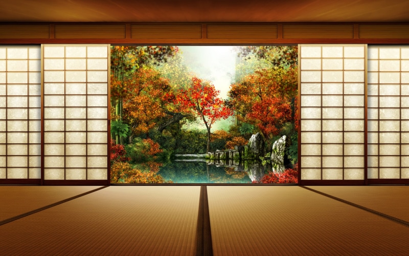 no people, pattern, wall - building feature, door, kyoto City, kyoto Prefecture, zen-like, growth, japanese Culture, Japan, tatami Mat, leafed, japanese Garden