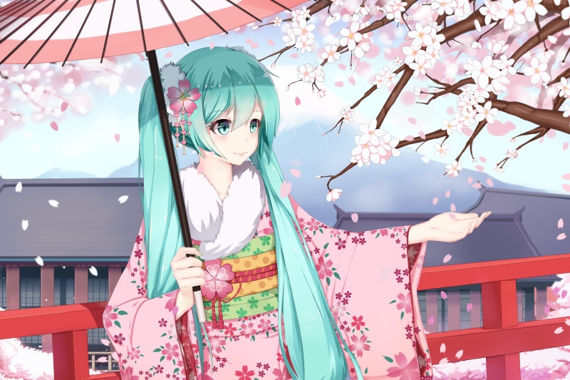 teal, low angle view, young Adult, nature, hatsune miku, japanese Culture, plant, flowering plant, japanese Ethnicity, outdoors, character, creativity