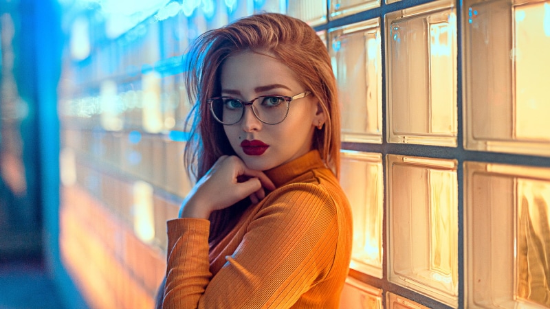 face, redhead, hairstyle, Iulia, one person, young women, headshot, indoors, standing, blue eyes, red lipstick, portrait, beautiful people, long hair, looking