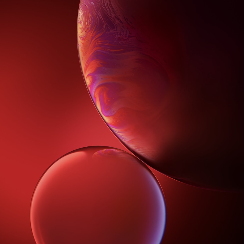 iPhone XR, Stock, Red, iOS 12, HD, Bubbles, 1080P