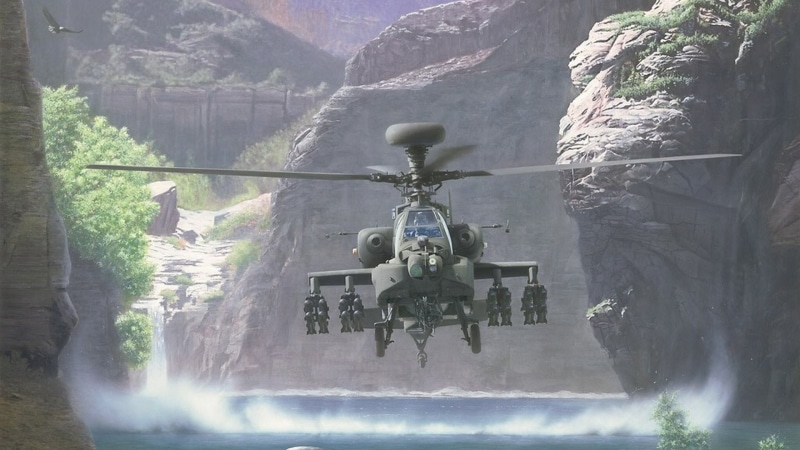 gray, helicopter, Military Helicopters, Boeing Ah-64 Apache, 1080P, illustratio