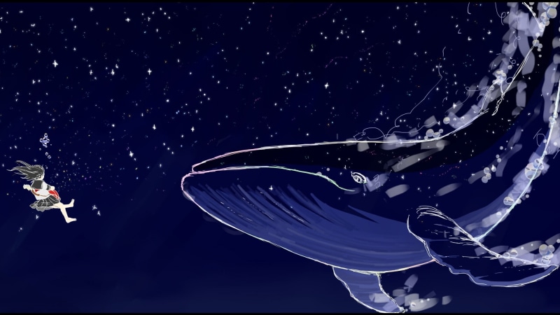 night, nature, star, whale, outdoors, star - space, stars, blue, beauty in nature, motion, reflection, illustration, low angle view, no people, space, 1080P