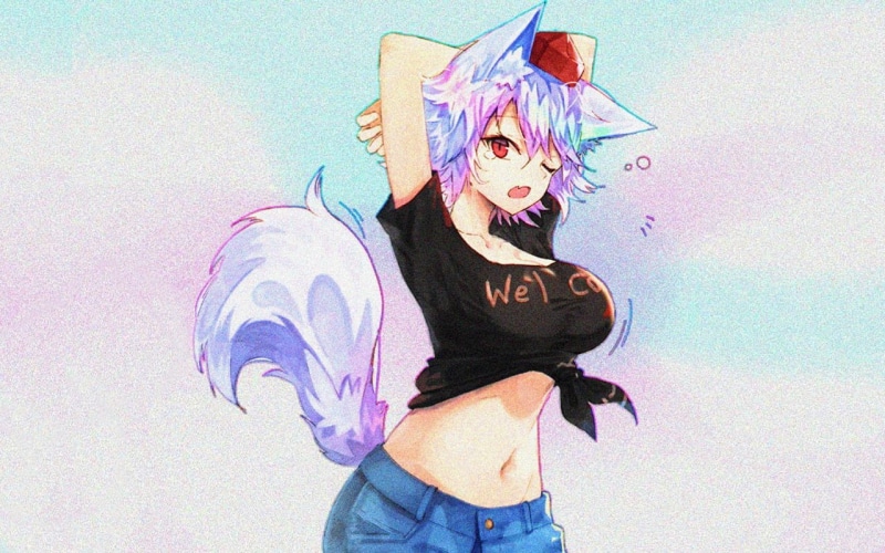 anime, women, standing, looking at camera, indoors, females, one person, Okamimimi, digital art, beautiful woman, digital composite, creativity, portrait