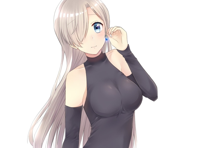 indoors, obscured face, studio shot, Anime Girls, white background, waist up, cut out, women, representation, lifestyles, adult, holding, front view, mask