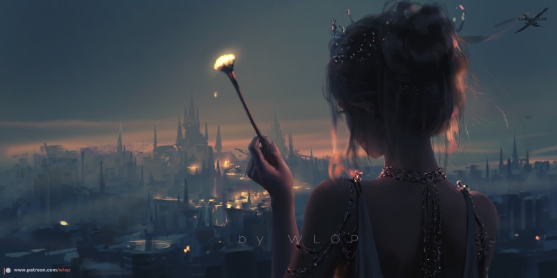 WLOP, fantasy architecture, comic books, fantasy girl, digital painting, Ghostblade, 1080P