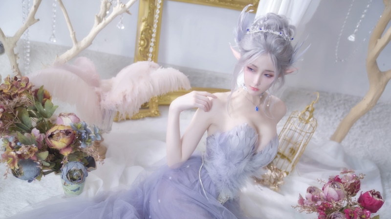 Asian, women, cosplay, fantasy girl, 4K, elf ears, Ghostblade