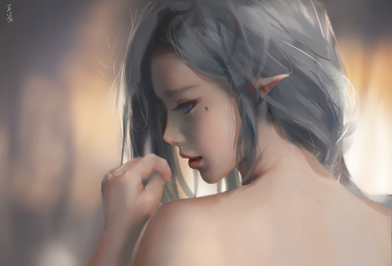 Woman, Yan Haiqin, Elf, Fantasy, 4K, Comics, Mood, GhostBlade