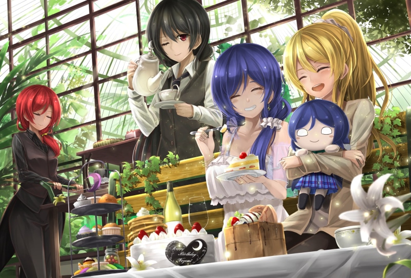day, lifestyles, 1080P, men, girls, retail display, indoors, adult, retail, boys, Yazawa Nico, child, Nishikino Maki, Love Live!, people, Sonoda Umi, casual clothing
