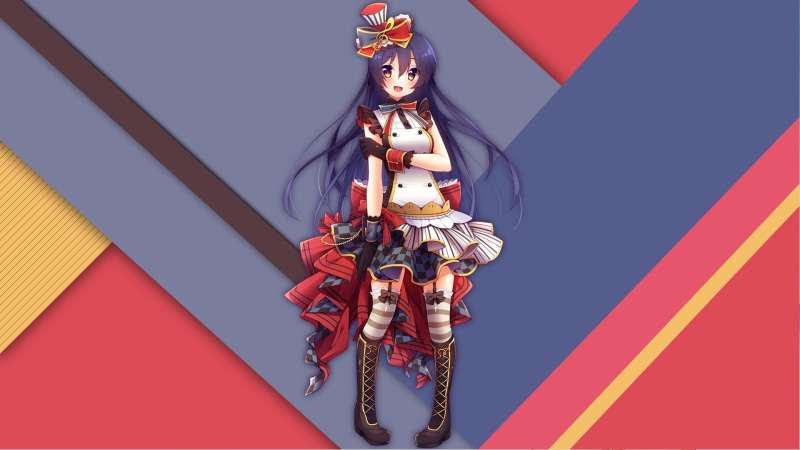 Sonoda Umi, no people, outdoors, creativity, red, fashion, 1080P, event, nature, lifestyles, studio shot, colored background, art and craft, blue, anime