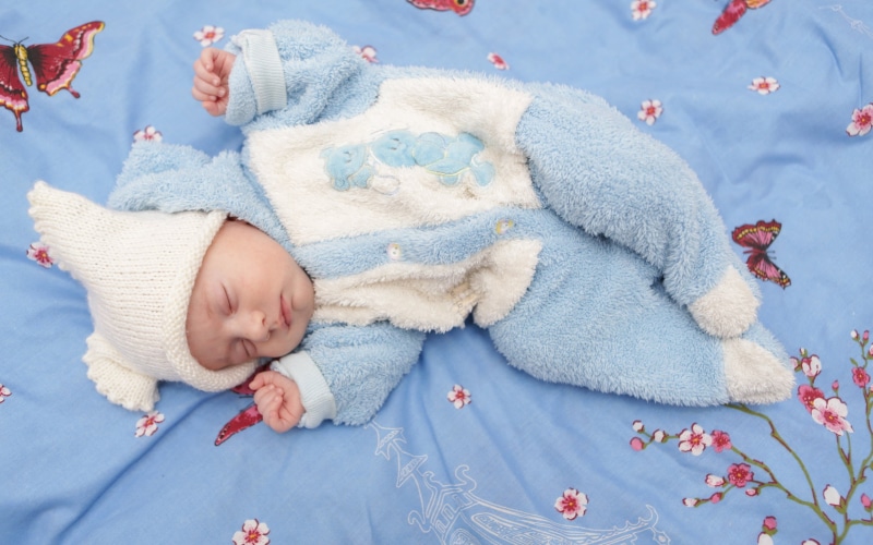 white, relaxation, high angle view, furniture, newborn, pajama, innocence, blanket, cute, people, woven, teal, textile, babyhood, blue, lying down, sleeping