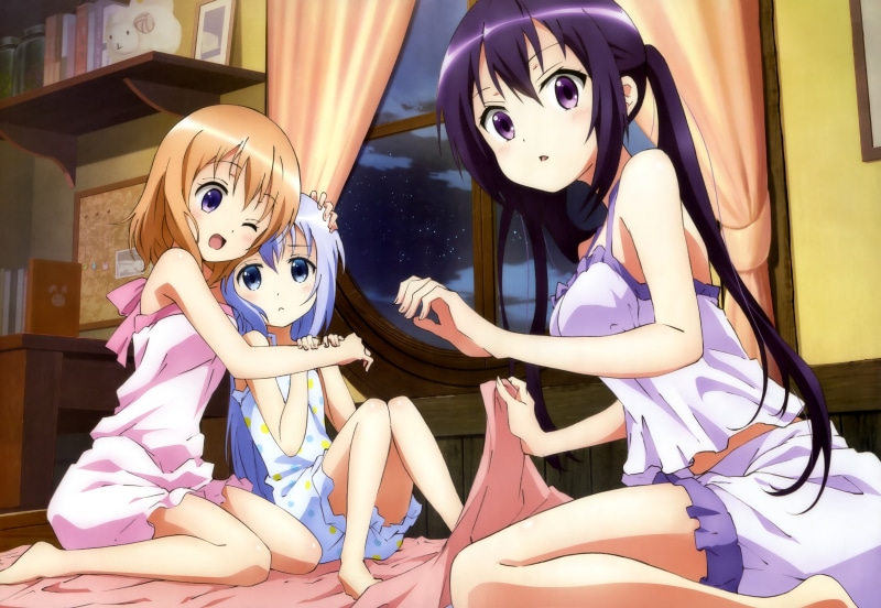 5K, rize, tedeza, hoto, kokoa, toya, kento, desu, chino, scan, pajamas, kafuu, usagi, megami, gochuumon