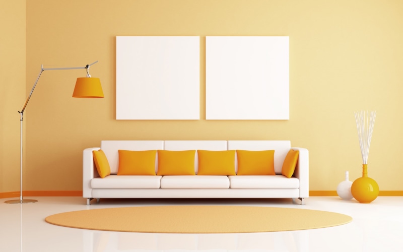 mid, home showcase interior, apartment, lighting equipment, orange, empty, century, wall, flooring, wall - building feature, built structure, luxury, Other